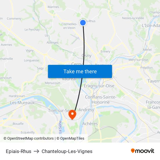 Epiais-Rhus to Chanteloup-Les-Vignes map