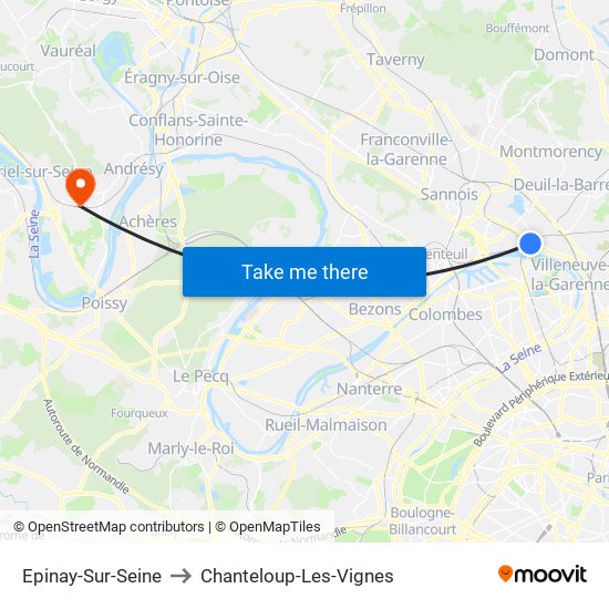 Epinay-Sur-Seine to Chanteloup-Les-Vignes map