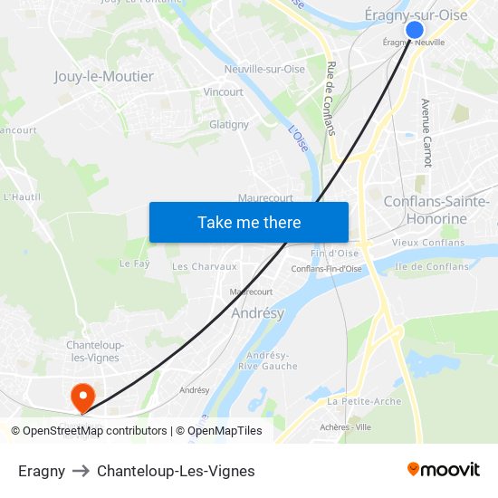 Eragny to Chanteloup-Les-Vignes map