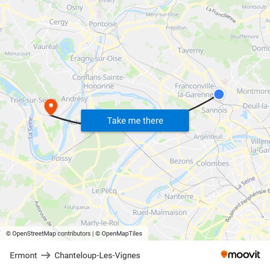 Ermont to Chanteloup-Les-Vignes map