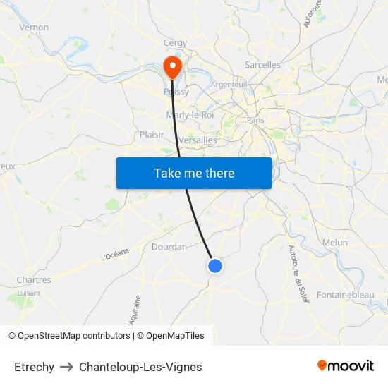 Etrechy to Chanteloup-Les-Vignes map