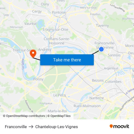 Franconville to Chanteloup-Les-Vignes map