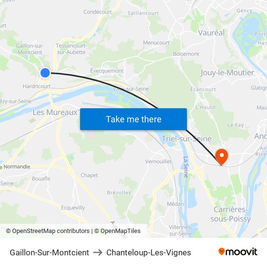 Gaillon-Sur-Montcient to Chanteloup-Les-Vignes map