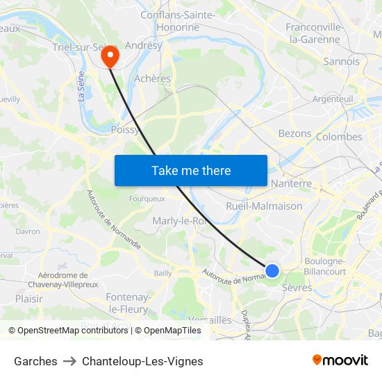 Garches to Chanteloup-Les-Vignes map
