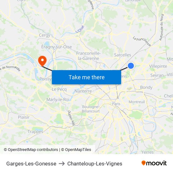 Garges-Les-Gonesse to Chanteloup-Les-Vignes map