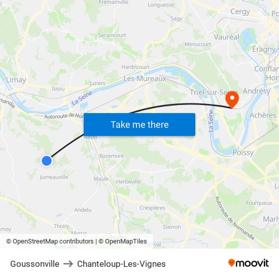 Goussonville to Chanteloup-Les-Vignes map