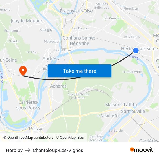 Herblay to Chanteloup-Les-Vignes map