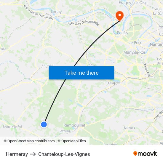 Hermeray to Chanteloup-Les-Vignes map