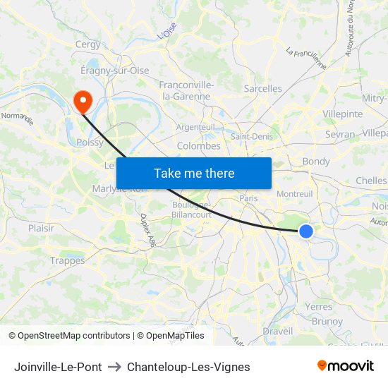 Joinville-Le-Pont to Chanteloup-Les-Vignes map
