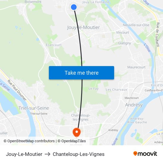 Jouy-Le-Moutier to Chanteloup-Les-Vignes map