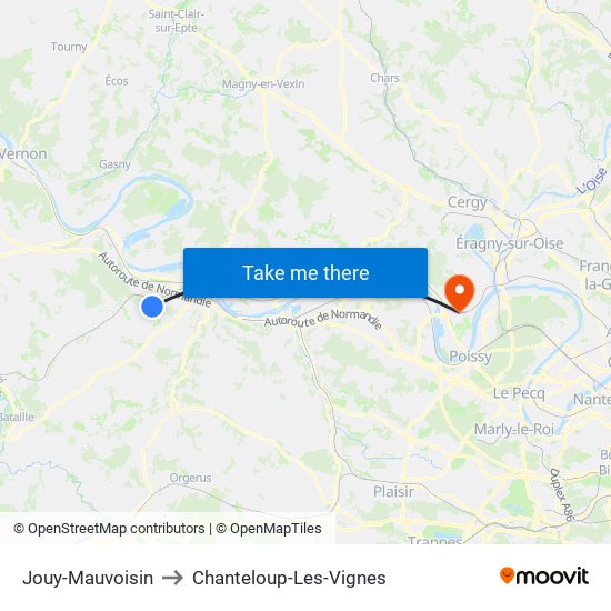 Jouy-Mauvoisin to Chanteloup-Les-Vignes map