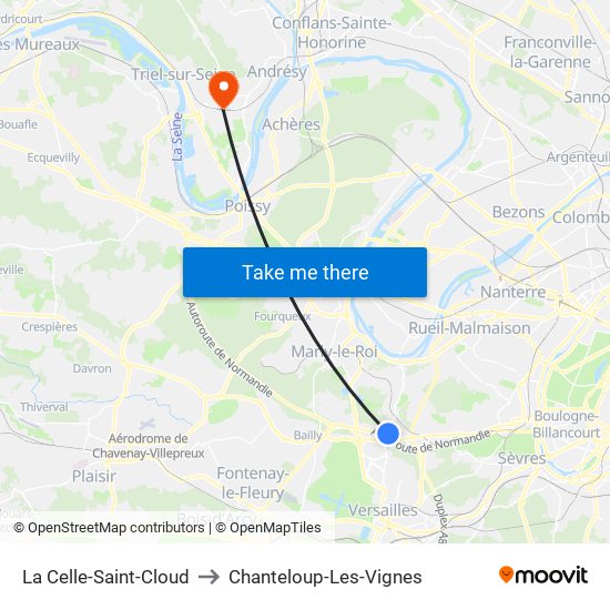 La Celle-Saint-Cloud to Chanteloup-Les-Vignes map