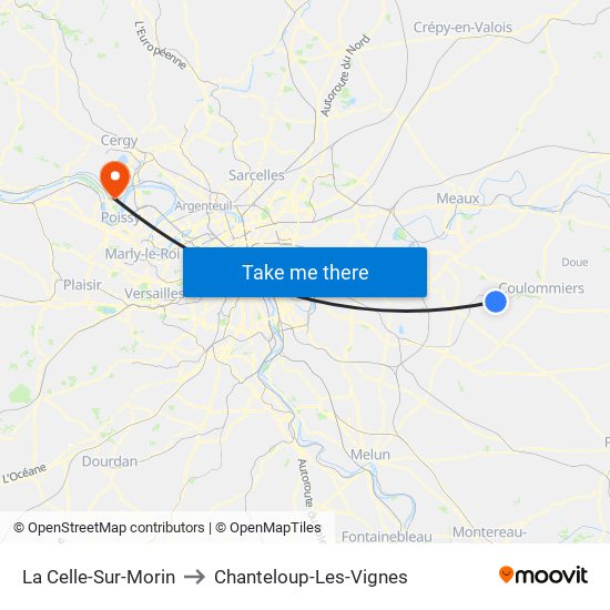 La Celle-Sur-Morin to Chanteloup-Les-Vignes map
