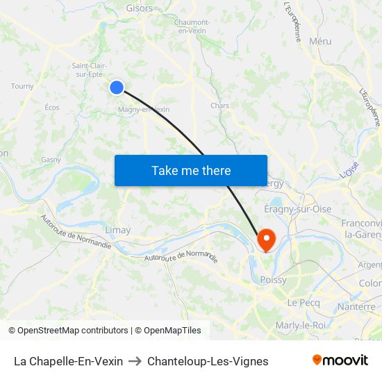 La Chapelle-En-Vexin to Chanteloup-Les-Vignes map