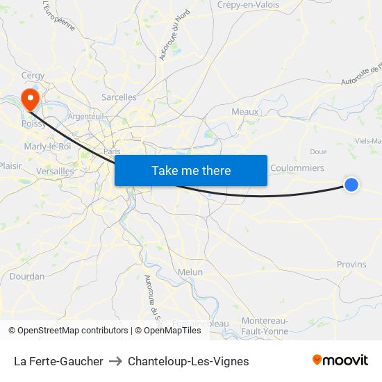 La Ferte-Gaucher to Chanteloup-Les-Vignes map