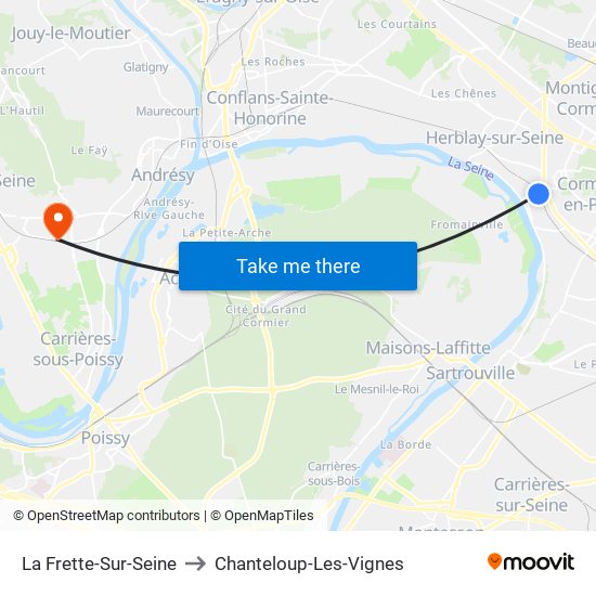 La Frette-Sur-Seine to Chanteloup-Les-Vignes map