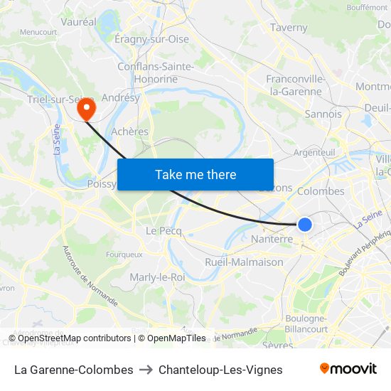 La Garenne-Colombes to Chanteloup-Les-Vignes map