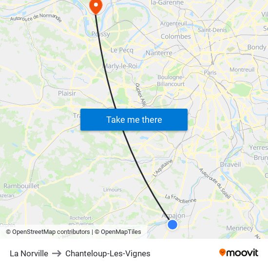 La Norville to Chanteloup-Les-Vignes map