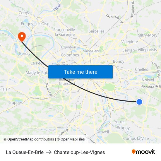 La Queue-En-Brie to Chanteloup-Les-Vignes map