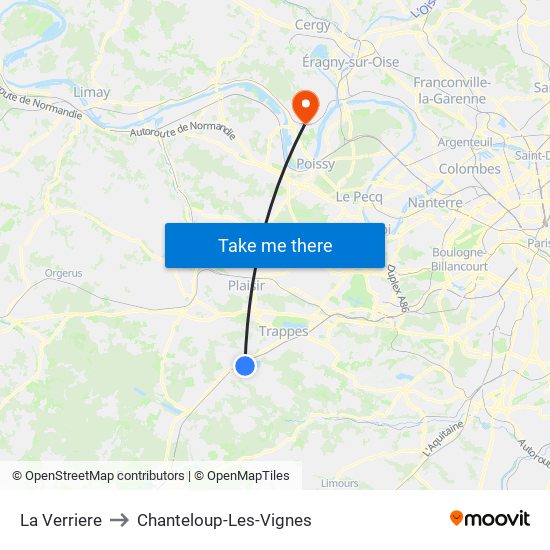 La Verriere to Chanteloup-Les-Vignes map