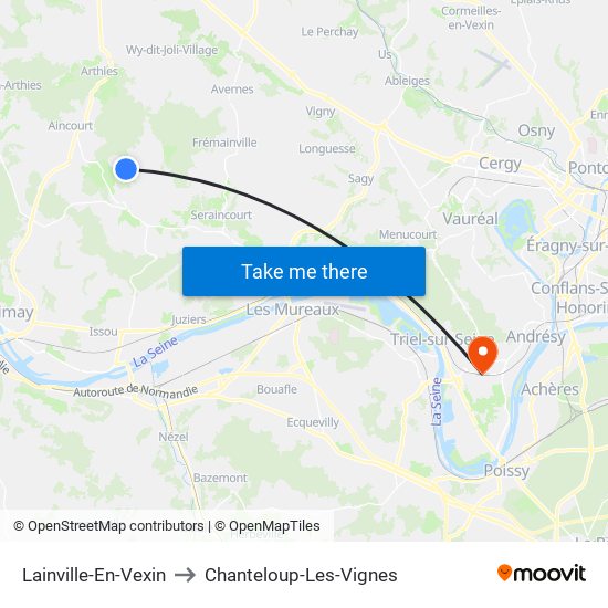 Lainville-En-Vexin to Chanteloup-Les-Vignes map