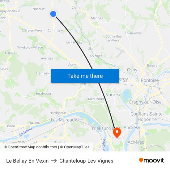 Le Bellay-En-Vexin to Chanteloup-Les-Vignes map