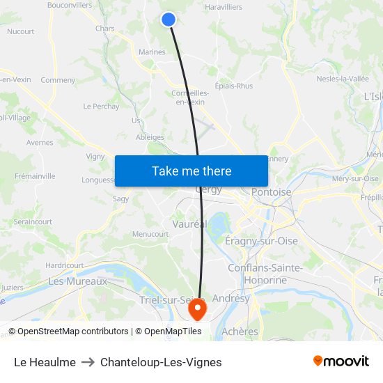 Le Heaulme to Chanteloup-Les-Vignes map