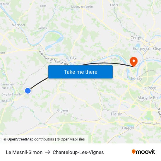 Le Mesnil-Simon to Chanteloup-Les-Vignes map