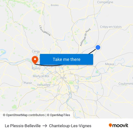 Le Plessis-Belleville to Chanteloup-Les-Vignes map