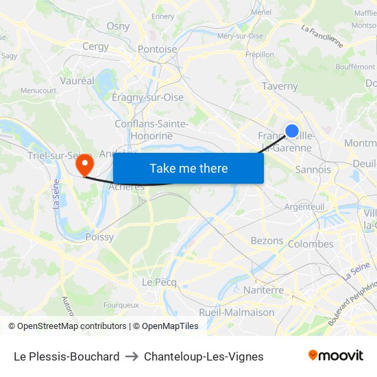 Le Plessis-Bouchard to Chanteloup-Les-Vignes map