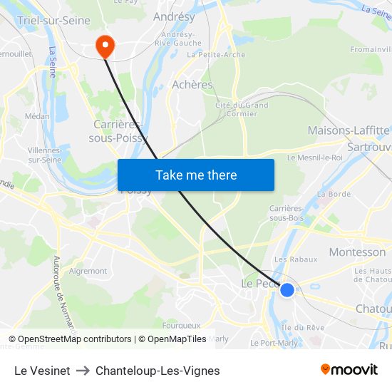 Le Vesinet to Chanteloup-Les-Vignes map