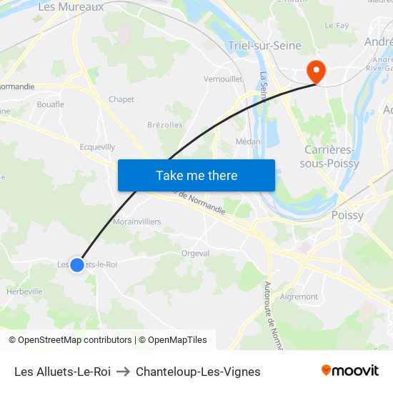 Les Alluets-Le-Roi to Chanteloup-Les-Vignes map