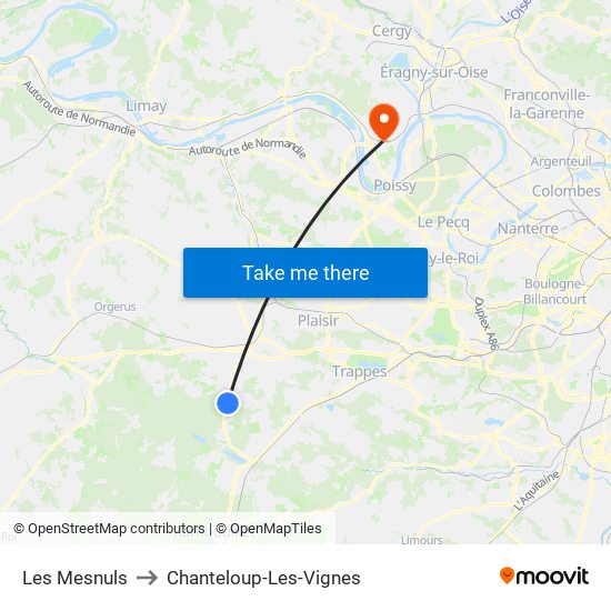 Les Mesnuls to Chanteloup-Les-Vignes map