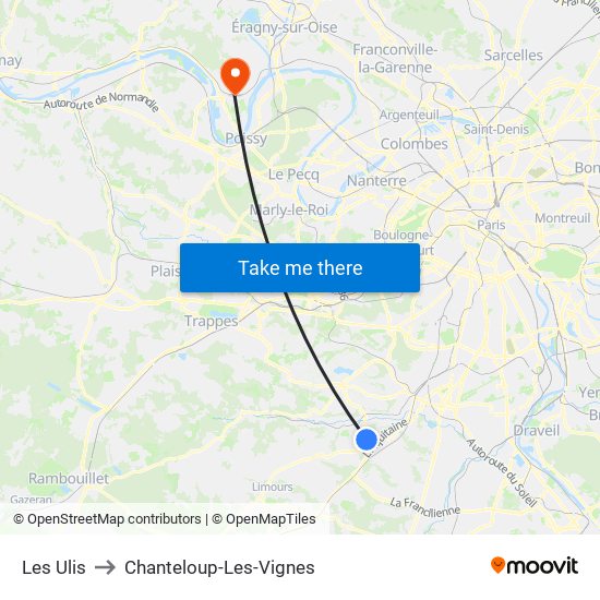 Les Ulis to Chanteloup-Les-Vignes map