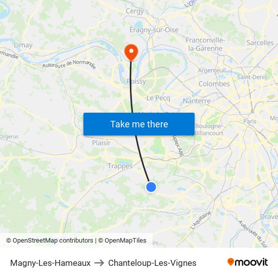 Magny-Les-Hameaux to Chanteloup-Les-Vignes map