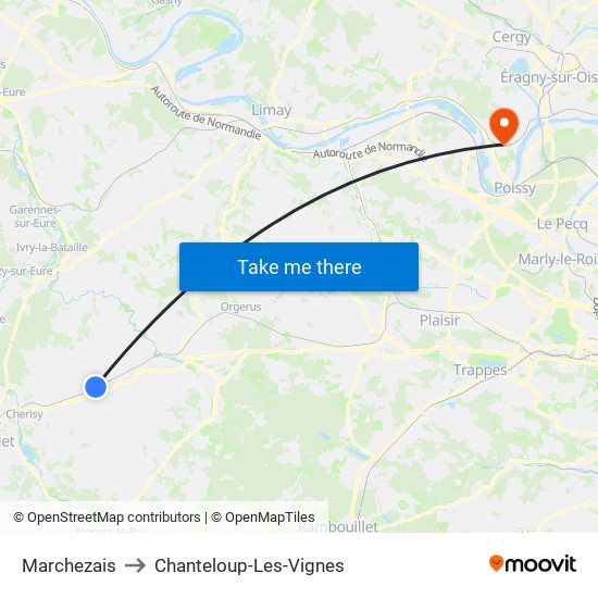 Marchezais to Chanteloup-Les-Vignes map
