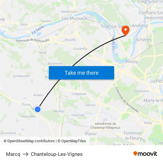 Marcq to Chanteloup-Les-Vignes map