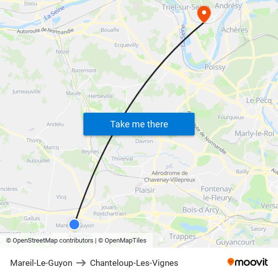 Mareil-Le-Guyon to Chanteloup-Les-Vignes map