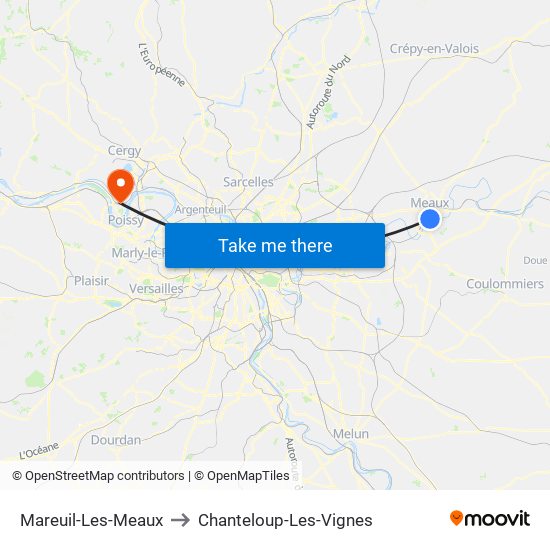 Mareuil-Les-Meaux to Chanteloup-Les-Vignes map