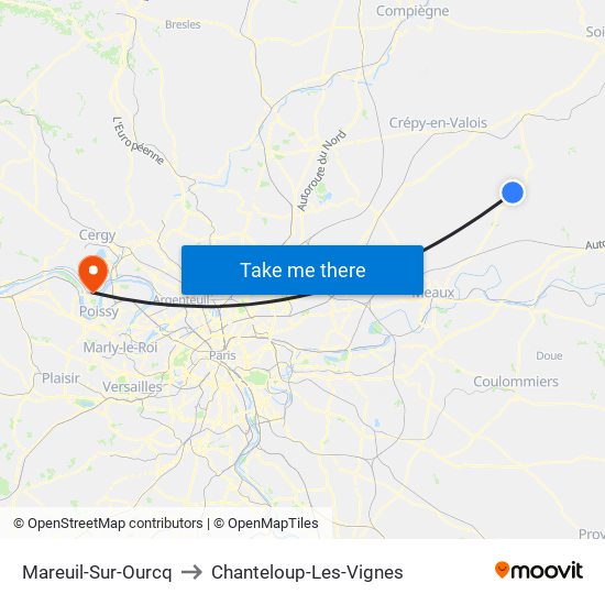 Mareuil-Sur-Ourcq to Chanteloup-Les-Vignes map