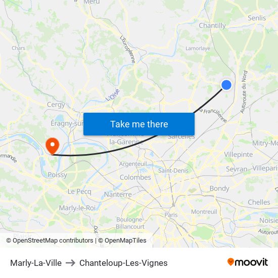Marly-La-Ville to Chanteloup-Les-Vignes map