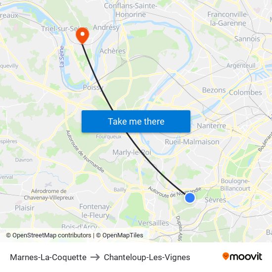 Marnes-La-Coquette to Chanteloup-Les-Vignes map