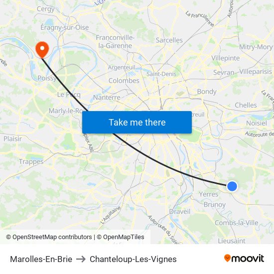 Marolles-En-Brie to Chanteloup-Les-Vignes map