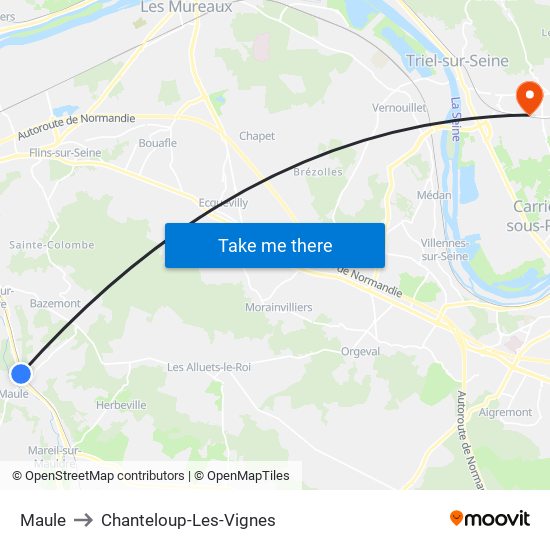 Maule to Chanteloup-Les-Vignes map