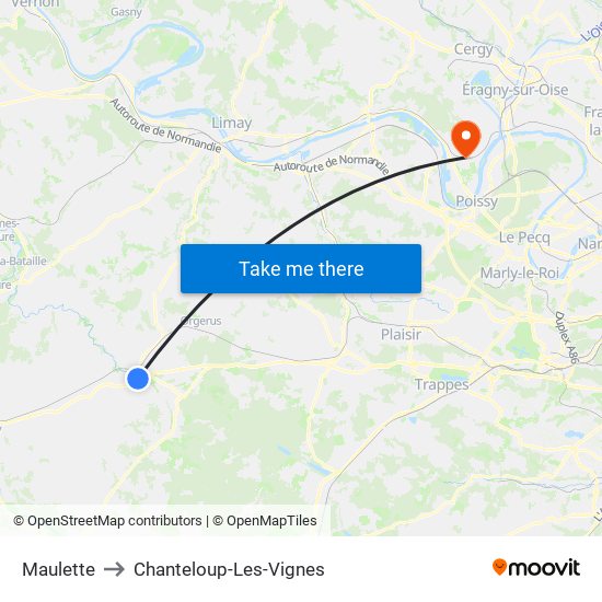 Maulette to Chanteloup-Les-Vignes map