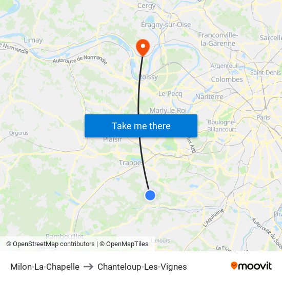 Milon-La-Chapelle to Chanteloup-Les-Vignes map