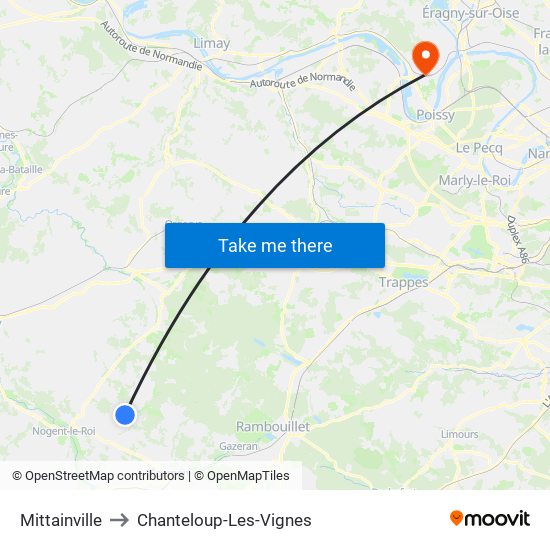 Mittainville to Chanteloup-Les-Vignes map