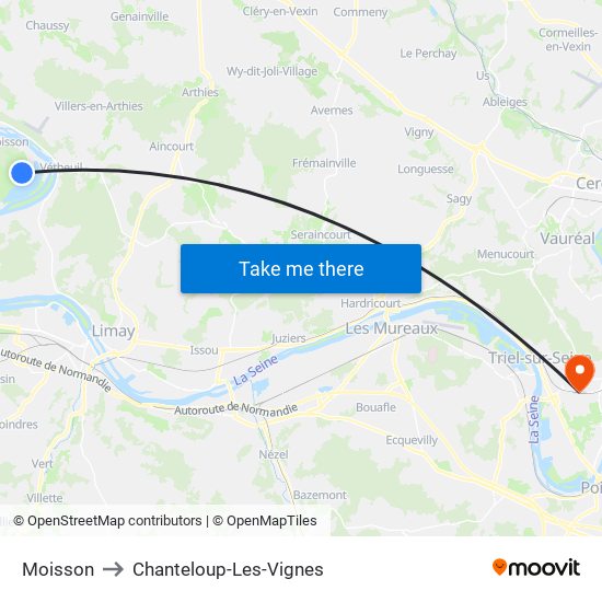 Moisson to Chanteloup-Les-Vignes map
