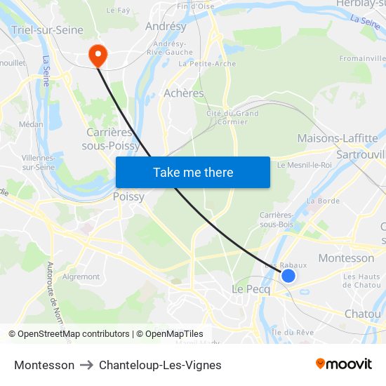 Montesson to Chanteloup-Les-Vignes map