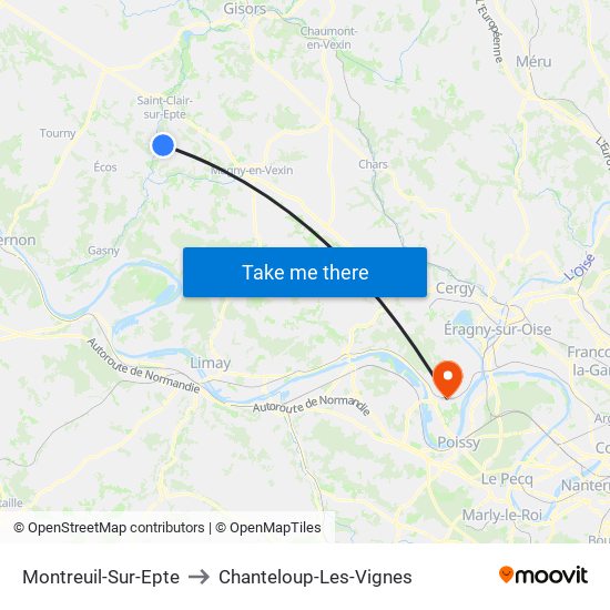 Montreuil-Sur-Epte to Chanteloup-Les-Vignes map